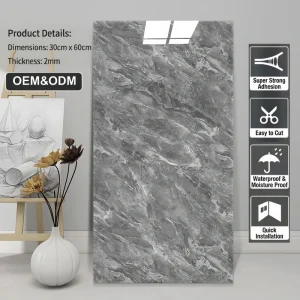 Waterproof Oil Proof 3D Marble PVC Wall Panels Self Adhesive Peel and Stick for Kitchen Bathroom Living Room Hotel Modern