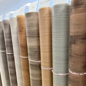 Waterproof PVC Film High Glossy Wood Design Decorative Laminating Film Membrane Press Machine Wood Grain PVC Wallpaper