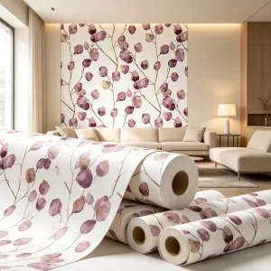 Waterproof PVC Green Leaf Wallpaper for Bathroom Kitchen Eucalyptus Floral Peel and Stick Wall Paper Self Adhesive Vinyl Roll