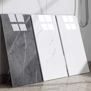 Waterproof PVC Marble Tile Wallpaper Moisture Proof 60×60 Wall Panel for Outdoor Bathroom Staircase Decor Villa Bedroom Hospital