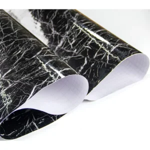 Waterproof PVC Self-Adhesive Black Marble Wall Sticker Rolls for Kitchen Cabinets Furniture Background Outdoor Use Modern Design