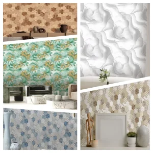 Waterproof PVC Vinyl Wallpaper Modern Abstract Floral Marble Geometric Mural for Home & Hotel