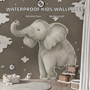 Waterproof Pink Animal Park Mural Kids Room Wall Decoration Sticker Cloud Hot Air Balloon Giraffe Elephant Living Room Hotel
