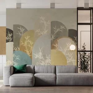 Waterproof Removable Simple Style Bamboo Geometric Pattern Wallpaper for Home Interior Wall Decoration
