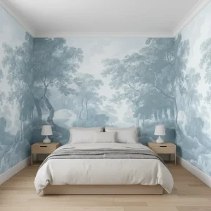 Waterproof Retro French Style Forest Plant River Landscape Wallpaper Mural for Home Wall Decoration