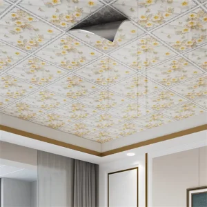 Waterproof Self Adhesive 3D Ceiling Wall Sticker Peel and Stick Ceiling Wallpaper Moisture Resistant Decorative Wallpaper