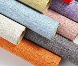Waterproof Self Adhesive Linen Viscose Wallpapers for Hotel Apartment Household Rolls Wallpaper Factory Wall Papers Papiers