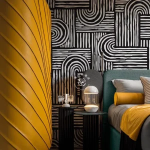 Waterproof Simple Geometric Wall Paper House Wall Decoration Black White Geometric Stripes Mural Wallpaper