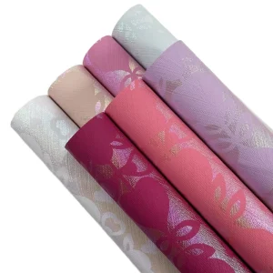 Waterproof Suede Fabric Wallpaper Bags Decoration Rainbow Color Foil Printed Flower Pattern PVC Synthetic Furniture Chair Craft