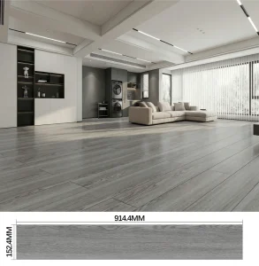 Waterproof Wear Resistant Wood Grain Thicker Floor Tile for Home Living Room Adhesive Backed Peel & Stick Wallpapers