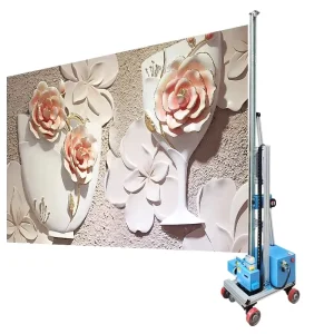 Wheeled Automatic Multifunctional Inkjet Printer Intelligent 3D Mural Background Indoor Outdoor Wall Painting Machine for Retail