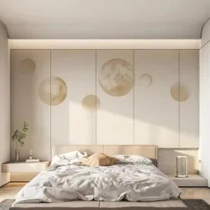 White Background Gold Moon Phases Wallpaper Celestial Pattern Mural for Home Hotel Bedroom Living Room Interior Wall Decor