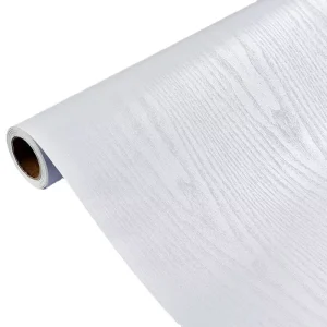 White Contact Paper PVC Self Adhesive Wallpaper Wood Grain Wallpaper Waterproof Decorative for Bedroom