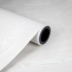 White Wood Effect Thick PVC Self adhesive Waterproof Moisture Proof Mould Proof Modern Geometric Pattern Living Room Kitchen