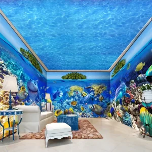 Whole House Custom 3D Murals Cool Summer Underwater World Background Wall Wallpaper Aquarium Swimming Pool Murals Wallpaper