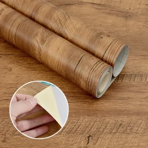 Wide Wood Grain PVC Vinyl Wallpaper for Apartment Kitchen Furniture Doors Wardrobes Cupboards Tables Waterproof Self Adhesive
