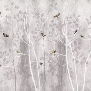 Widely Sold Commercial Wall Decor Vintage French Flower and Birds Wall Mural Waterproof Wallpaper for Beauty Salon