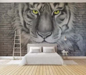 Wild Artistic Wallpaper 3D Home Decoration Realistic Tiger Head Custom Mural for Bold Interiors