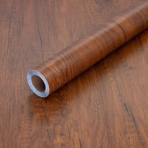 Wood Grain PVC Contact Paper Brown Wooden Wallpaper Self-Adhesive Removable Vinyl Film Easy Apply Furniture Apartment Exterior