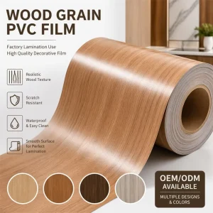 Wood Grain PVC Decorative Film Roll for Wall Panel Furniture Embossed Wooden Design PVC Sheet for Laminating Vacuum Press Use