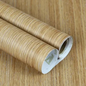 Wood Grain PVC Self-Adhesive Waterproof Wallpapers Wall Panels Geometric for Furniture Table Decor for Living Room Office Hotel