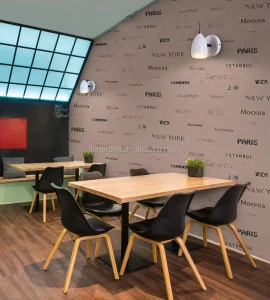 World Major City Names Printing Patterns Sound Proof PVC Wallpaper Decor