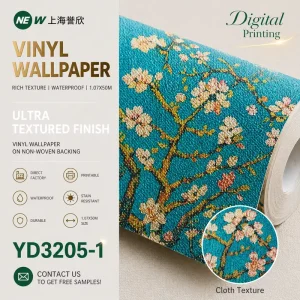 YD3205 1 现代无纺布壁纸条纹格子图案喷墨可打印，适合商业娱乐用途