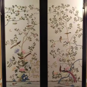 Yellow Chinoiserie Wallpaper Mural Handpainted Silk Wallpaper