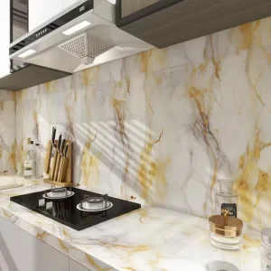 Yellow Granite Marble Pattern Self adhesive Wallpaper Kitchen Oil Proof Sticker Home Decoration Wall Treatment Wallpaper