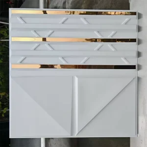 ZJ Modern Wall Decoration 50*50 cm White Color 3D PVC Wall Panel with Gold Mirror Sticker Panel