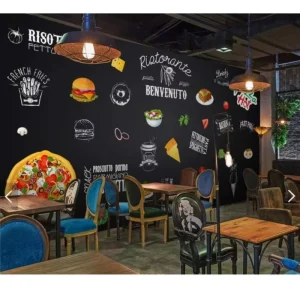 定制任意尺寸壁画西方汉堡炸鸡快餐店食品壁纸餐厅走廊壁画壁纸