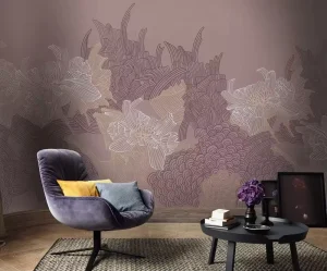 装饰花卉壁纸 复古壁画 墙面艺术 印花壁画 墙面装饰 壁纸 中国壁画 家居装饰壁纸